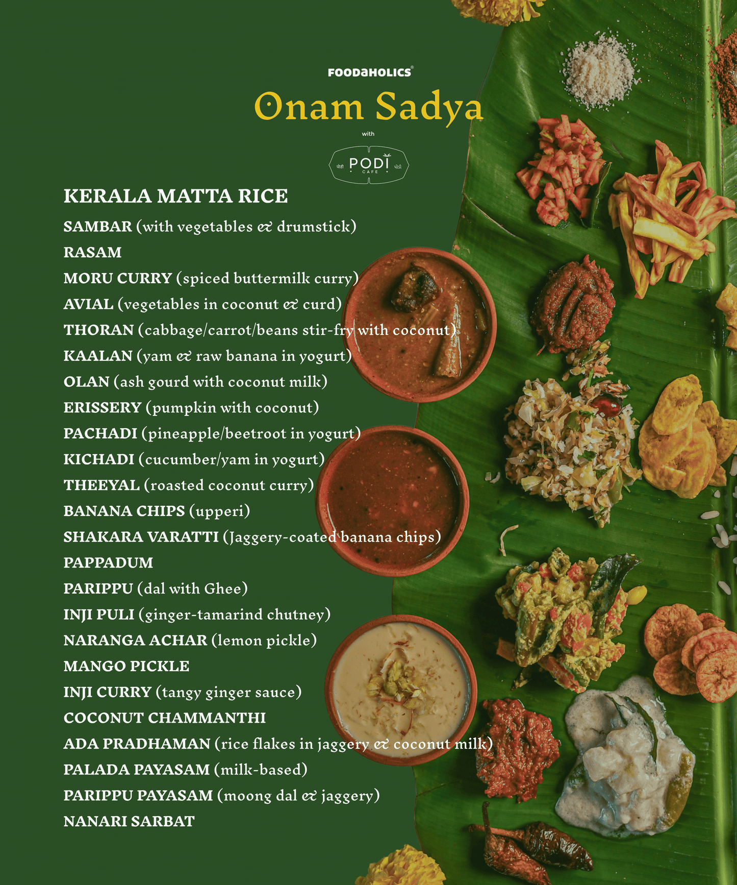 Foodaholics Onam Sadya - 26th August
